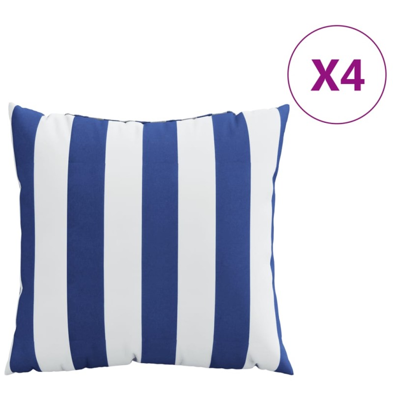 vidaXL Μαξιλάρια Διακοσμητικά 4 τεμ. Μπλε/Λευκά Ριγέ 60x60 εκ. Ύφασμα