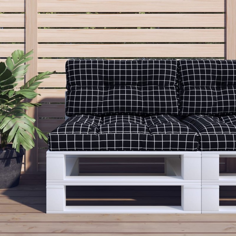 vidaXL Μαξιλάρι Παλέτας Μαύρο Καρό 70 x 40 x 12 εκ. Υφασμάτινο