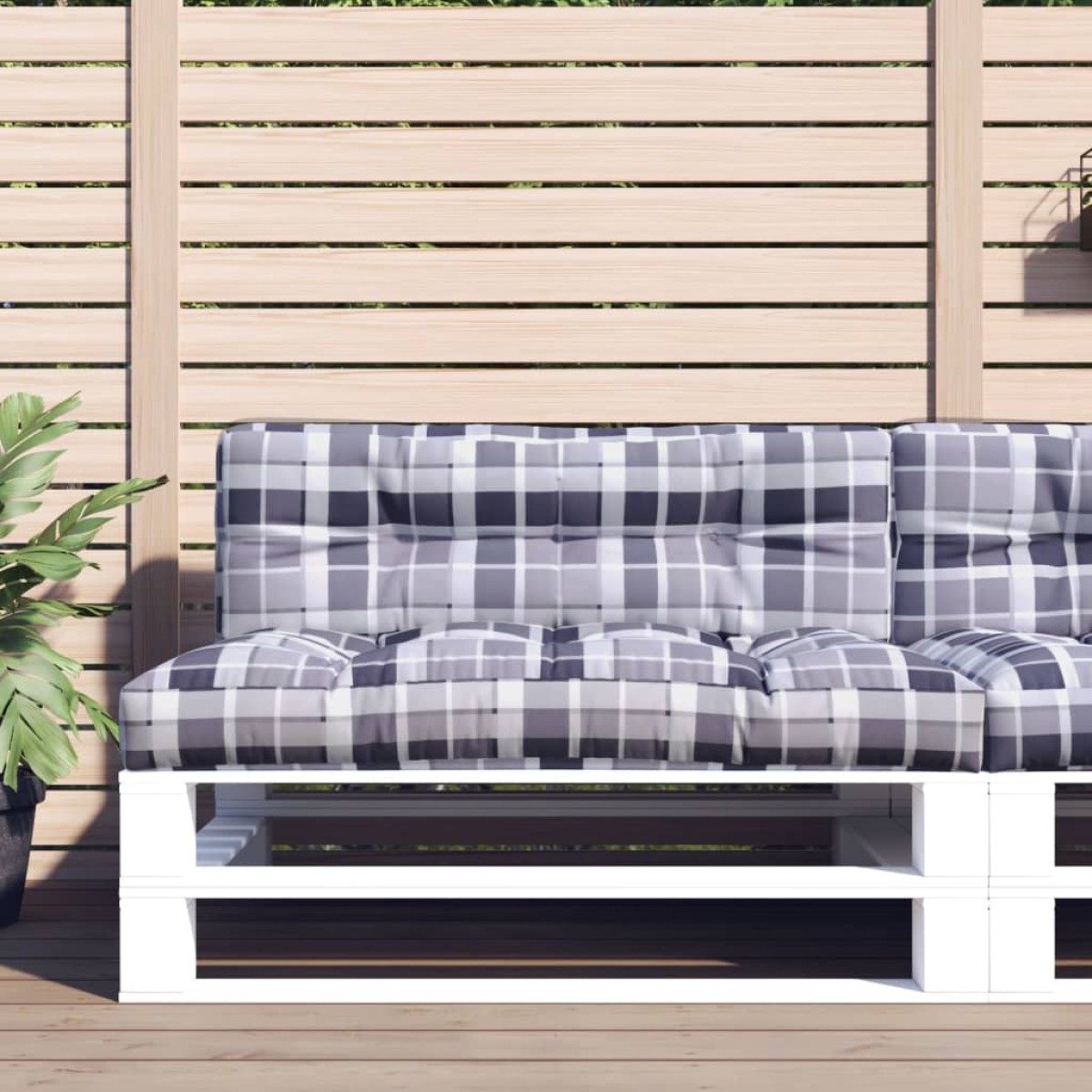 vidaXL Μαξιλάρι Παλέτας Γκρι Καρό 120 x 40 x 12 εκ. Υφασμάτινο