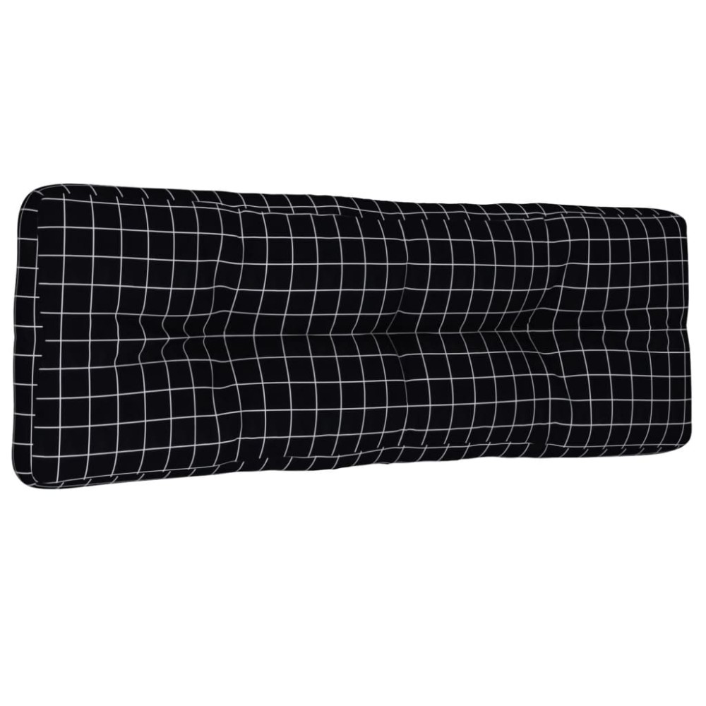 vidaXL Μαξιλάρι Παλέτας Μαύρο Καρό 120 x 40 x 12 εκ. Υφασμάτινο