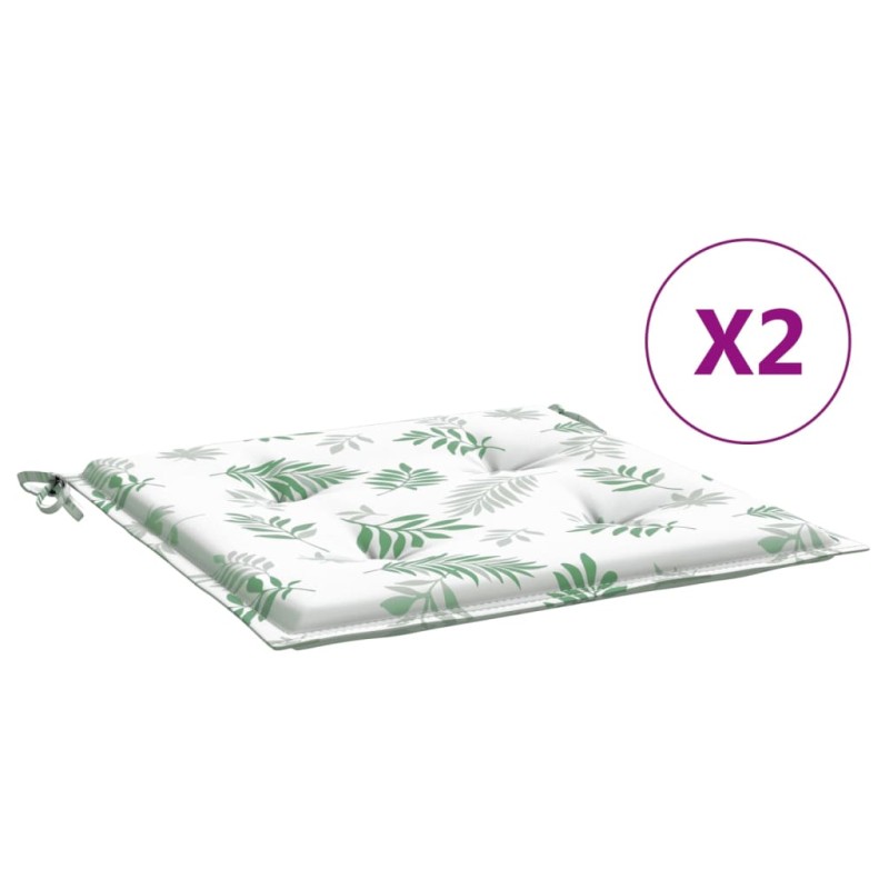 vidaXL Μαξιλάρια Καρέκλας 2 τεμ. Σχέδιο Φύλλων 40x40x4 εκ. Υφασμάτινα