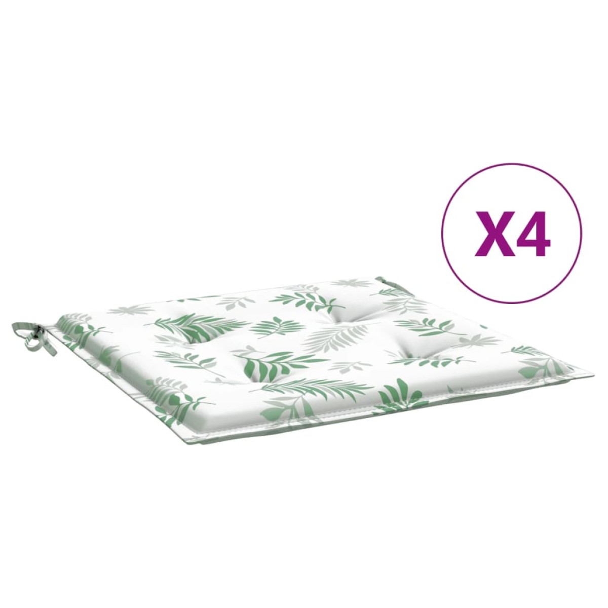 vidaXL Μαξιλάρια Καρέκλας 4 τεμ. Σχέδιο Φύλλων 40x40x3 εκ. Υφασμάτινα