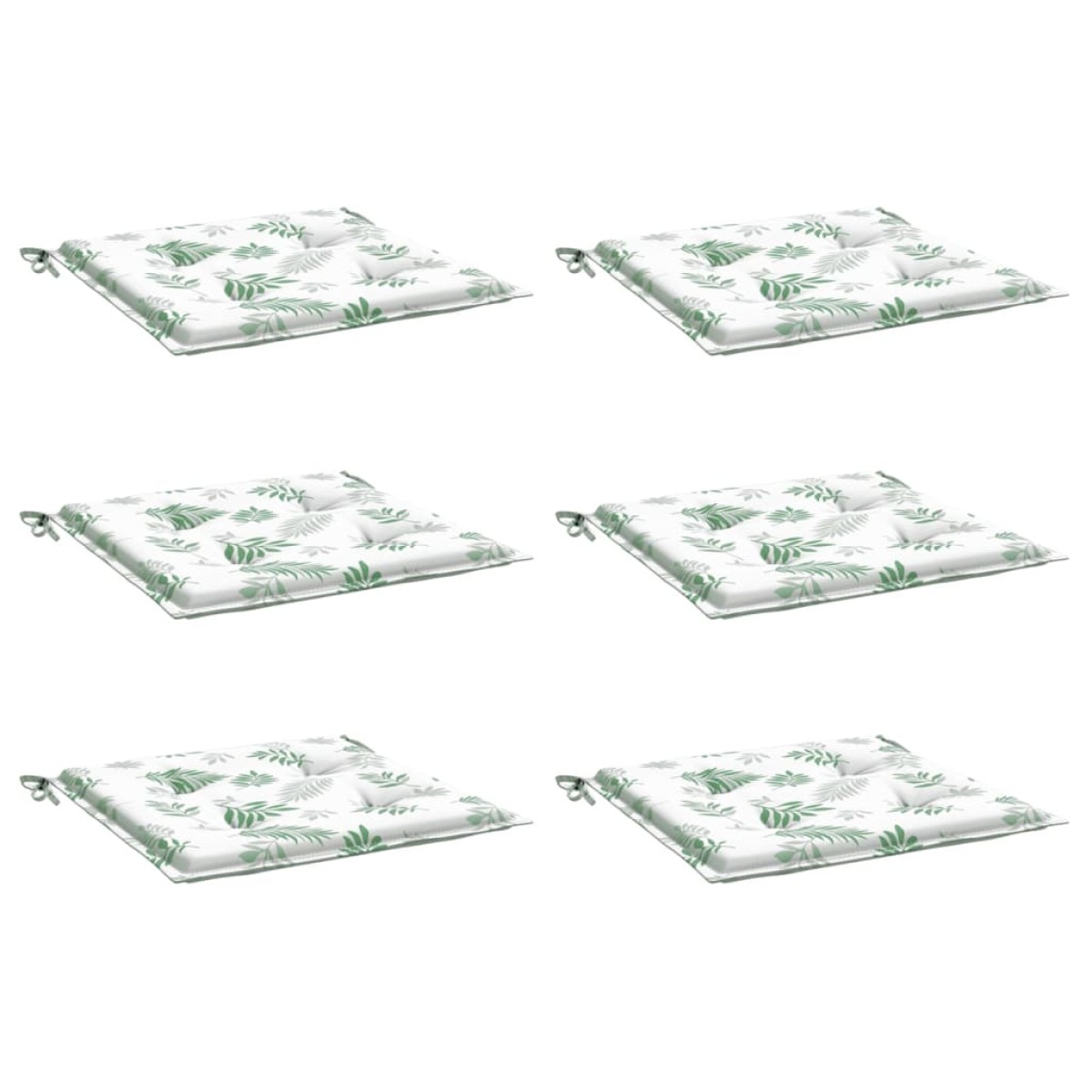 vidaXL Μαξιλάρια Καρέκλας 6 τεμ. Σχέδιο Φύλλων 40x40x3 εκ. Υφασμάτινα