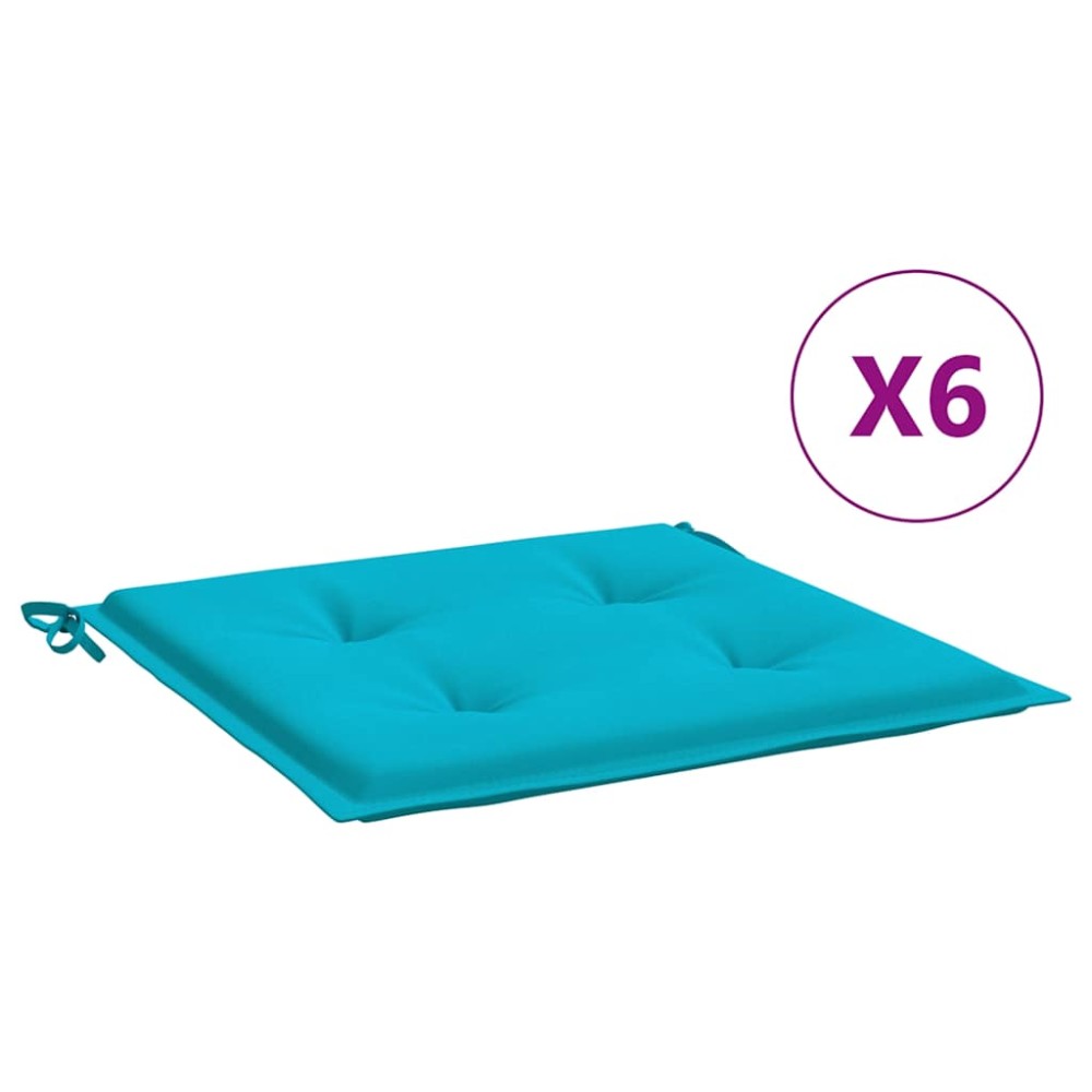 vidaXL Μαξιλάρια Καρέκλας Κήπου 6 τεμ. Τιρκουάζ 40x40x4 εκ. Υφασμάτινα