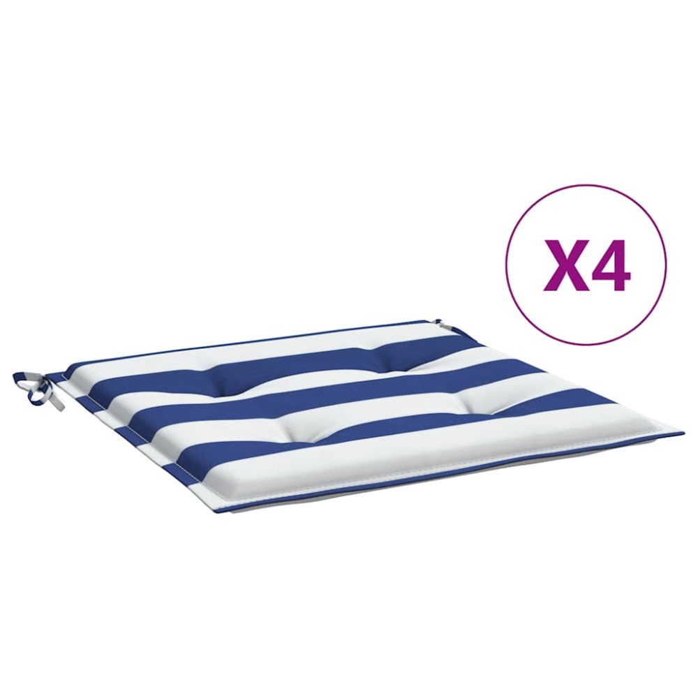 vidaXL Μαξιλάρια Καρέκλας 4 τεμ. Μπλε/Λευκό Ριγέ 50x50x4 εκ Υφασμάτινα