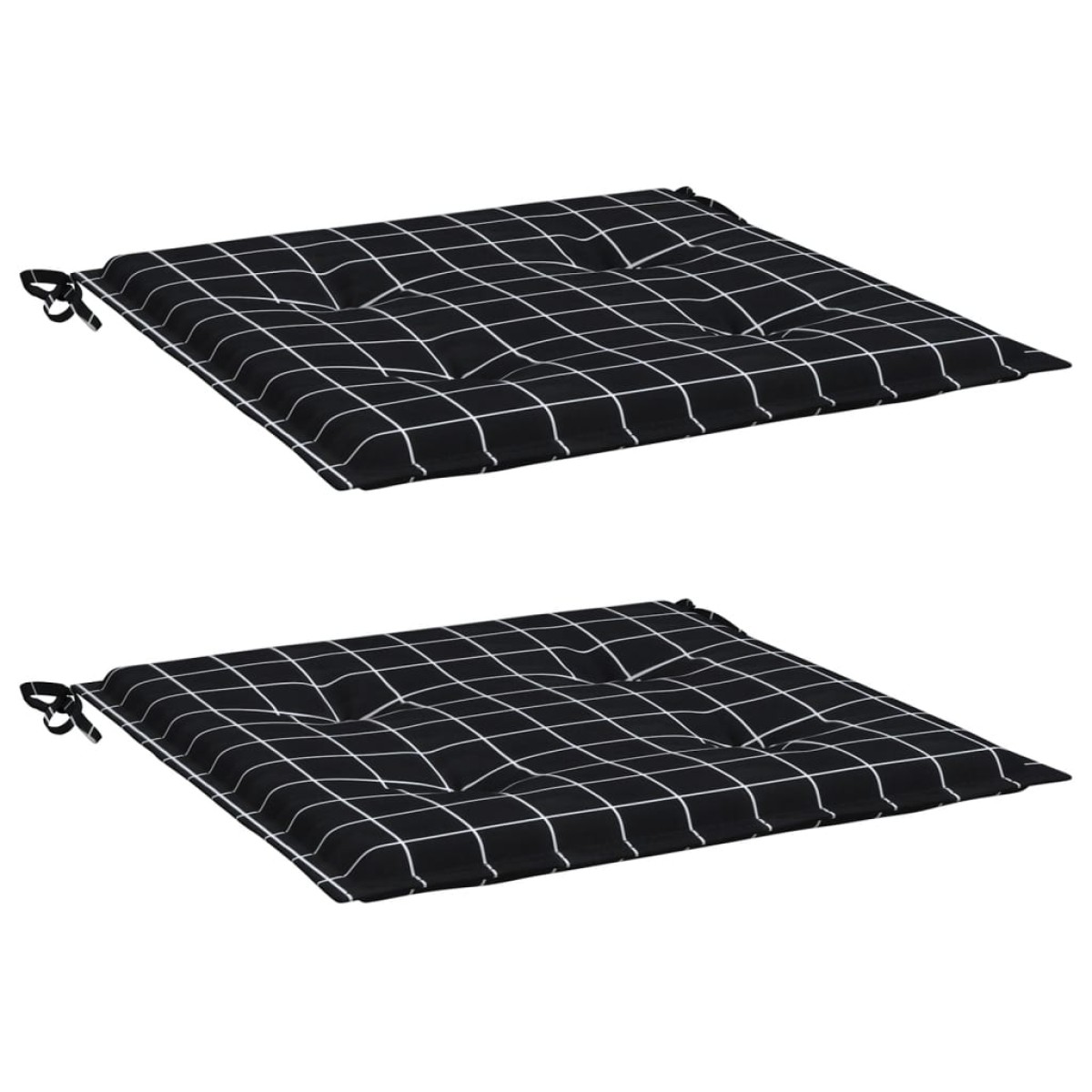 vidaXL Μαξιλάρια Καρέκλας 2 τεμ. Μαύρο Καρό 50 x 50 x 3 εκ. Υφασμάτινα