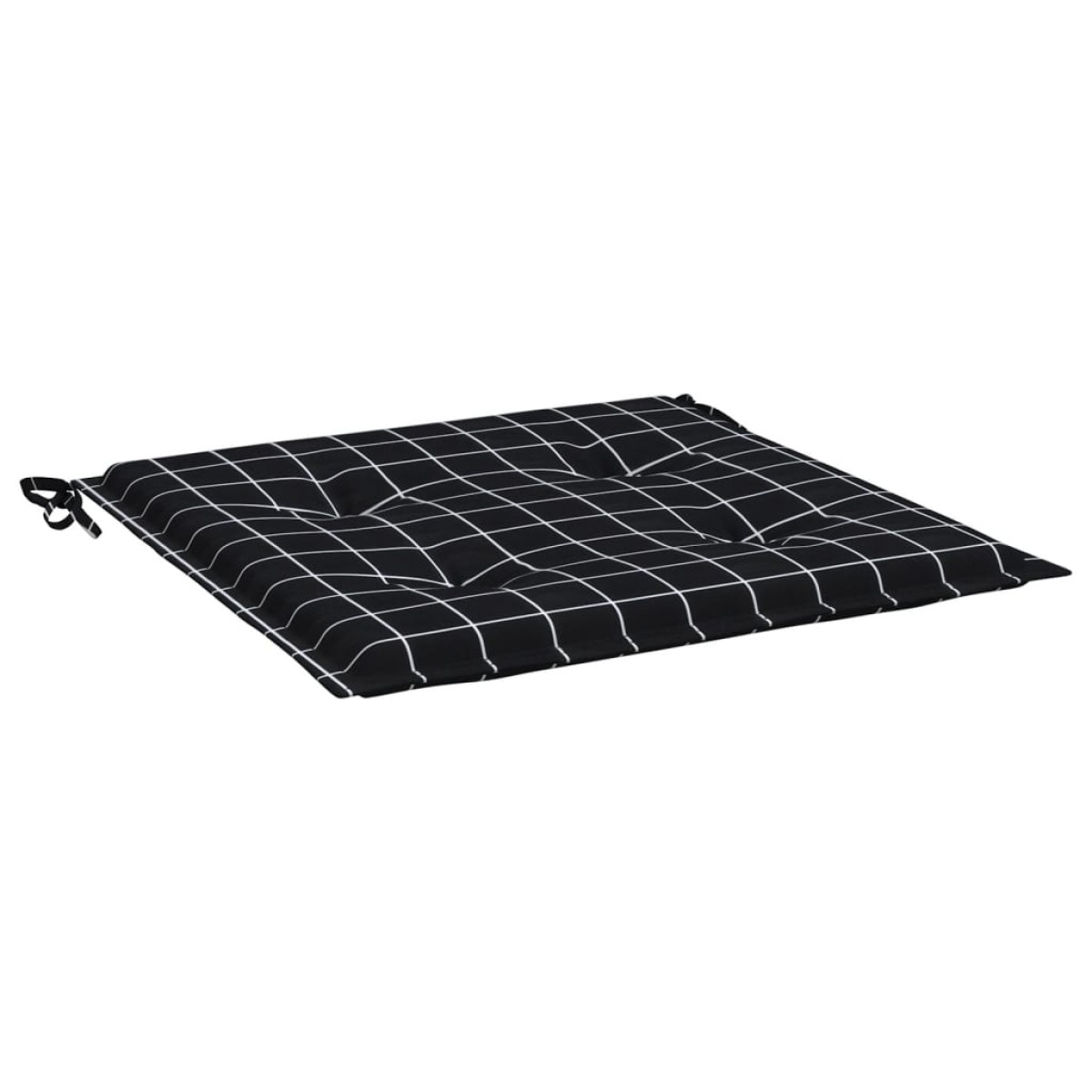 vidaXL Μαξιλάρια Καρέκλας 2 τεμ. Μαύρο Καρό 50 x 50 x 3 εκ. Υφασμάτινα