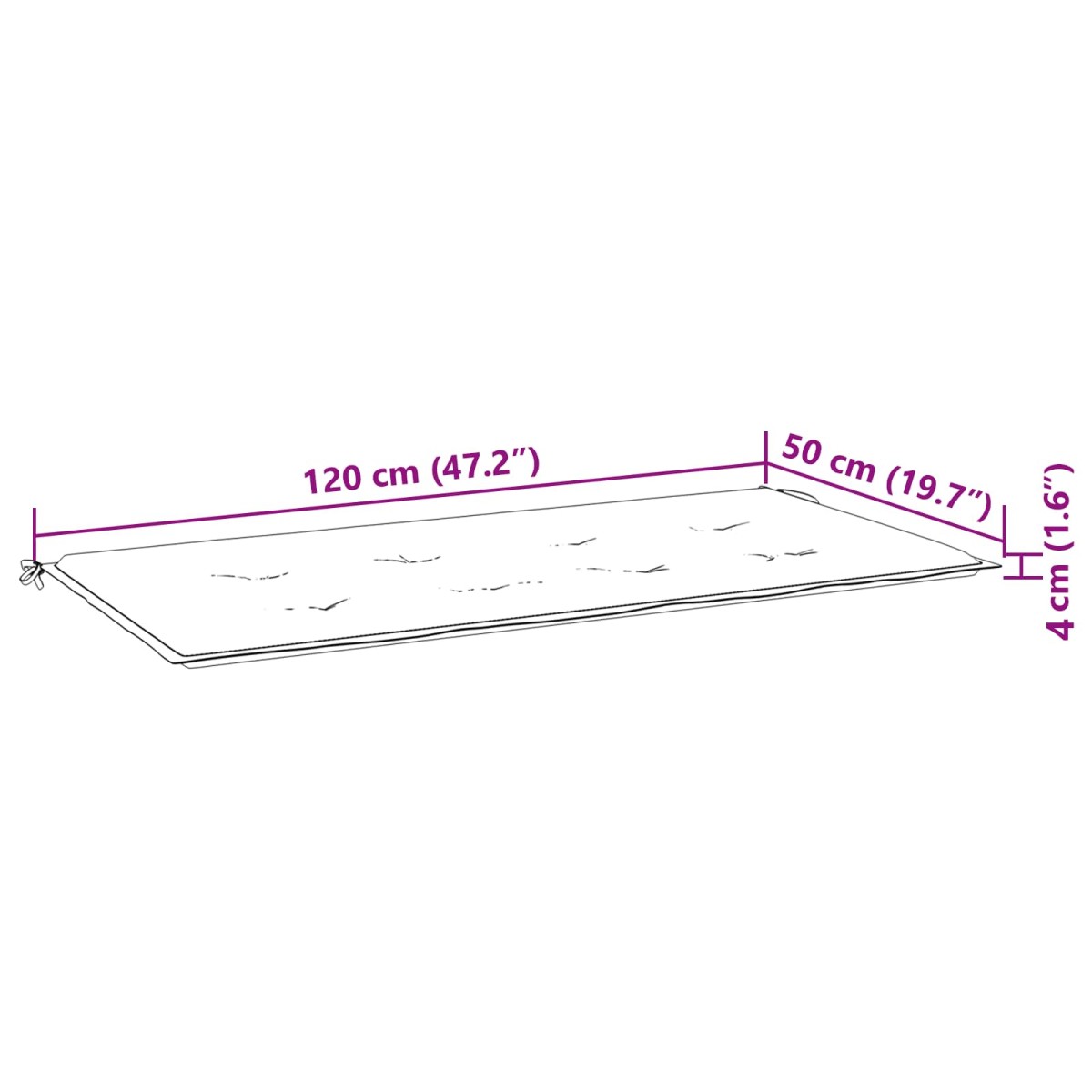 vidaXL Pad για Παγκάκι Ύφασμα Όξφορντ Τιρκουάζ 120 x 50 x 3 cm