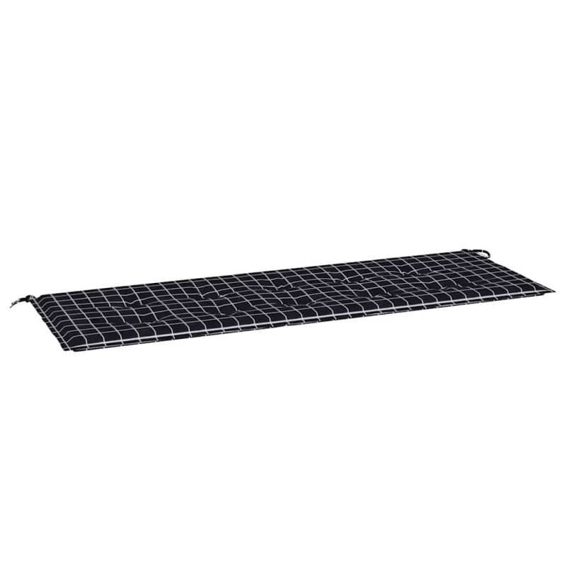vidaXL Μαξιλάρι Πάγκου Κήπου Μαύρο Καρό 150x50x3 εκ. Ύφασμα Oxford