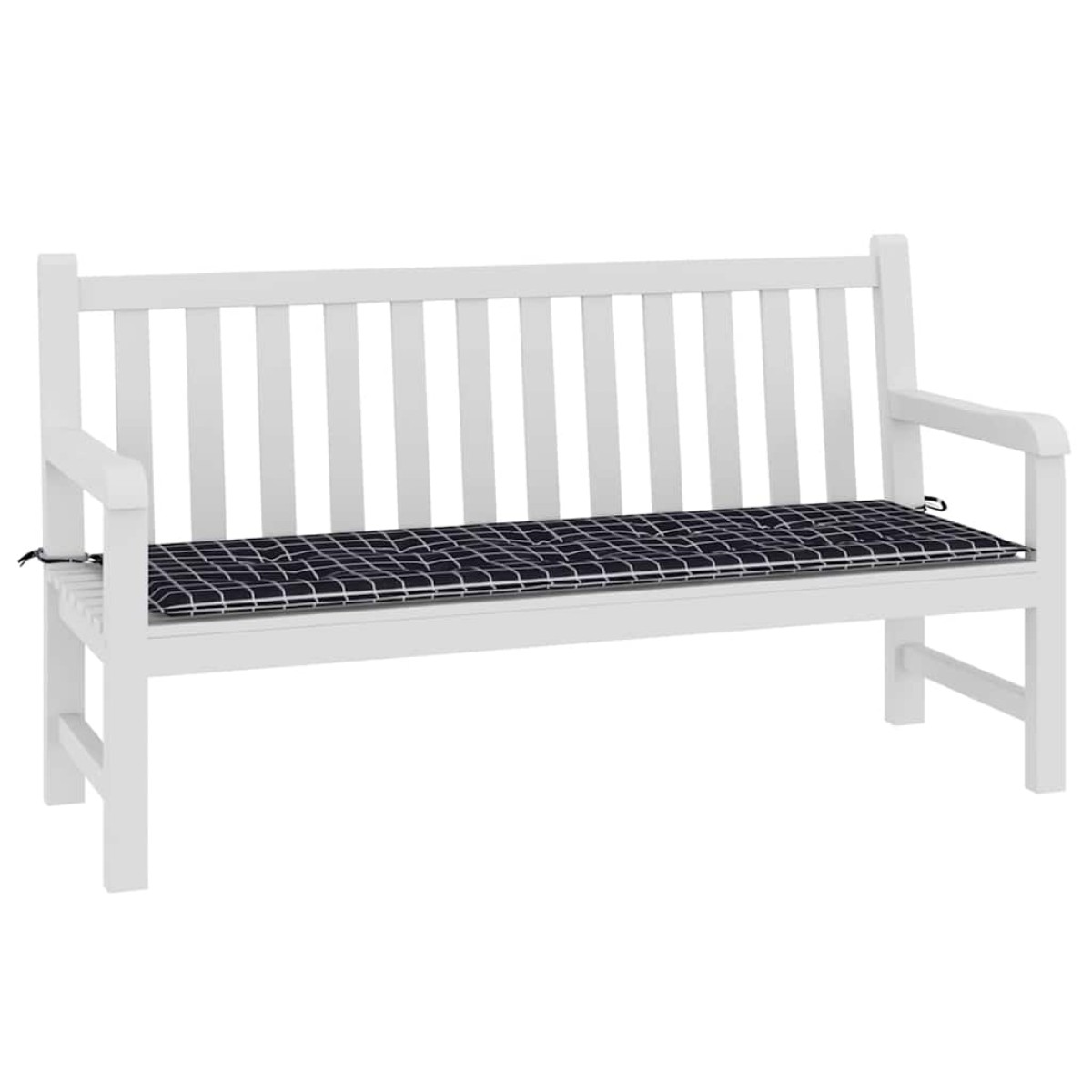 vidaXL Μαξιλάρι Πάγκου Κήπου Μαύρο Καρό 150x50x3 εκ. Ύφασμα Oxford
