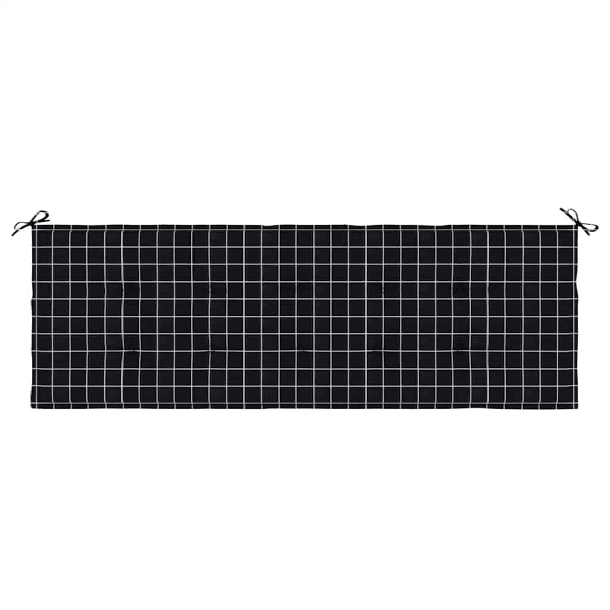 vidaXL Μαξιλάρι Πάγκου Κήπου Μαύρο Καρό 150x50x3 εκ. Ύφασμα Oxford