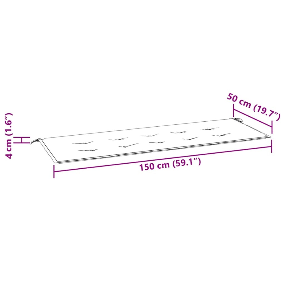 vidaXL Μαξιλάρι Πάγκου Κήπου Πολύχρωμο 150 x 50 x 3 εκ. Ύφασμα Oxford
