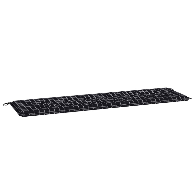 vidaXL Pad για Παγκάκι Ύφασμα Όξφορντ Μαύρη Καρώ 180 x 50 x 3 cm
