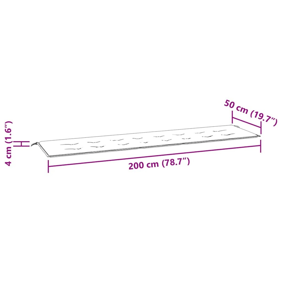 vidaXL Μαξιλάρι Πάγκου Κήπου Τιρκουάζ 200 x 50 x 3 εκ. Υφασμάτινο