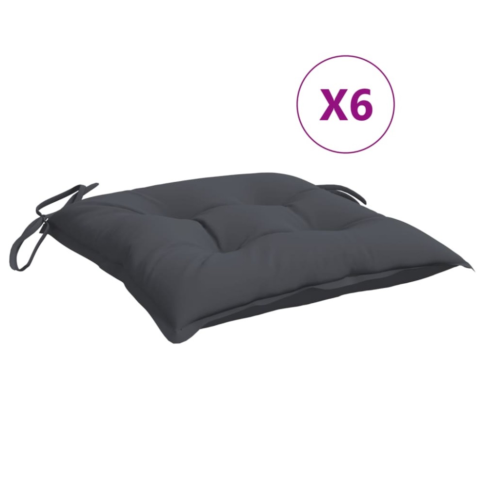 vidaXL Μαξιλάρια Καρέκλας Κήπου 6 τεμ. Ανθρακί 40x40x7 εκ. Υφασμάτινα