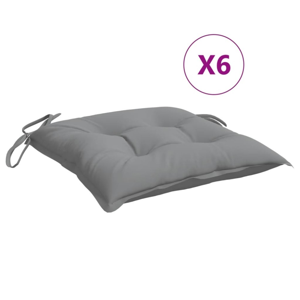 vidaXL Μαξιλάρια Καρέκλας Κήπου 6 τεμ. Γκρι 40x40x7 εκ. Υφασμάτινα