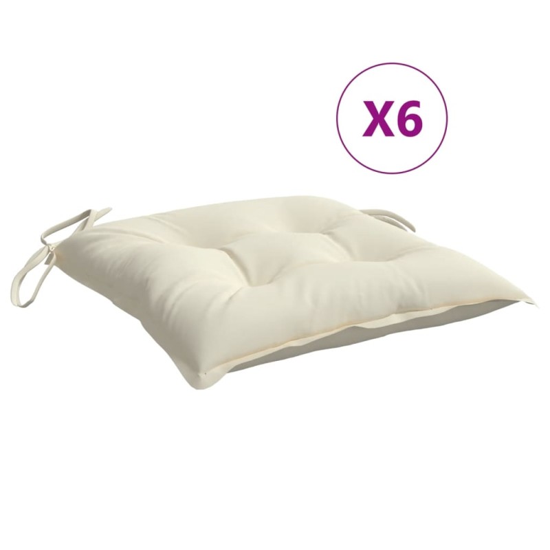 vidaXL Μαξιλάρια Καρέκλας Κήπου 6 τεμ. Λευκά 40x40x7 εκ. Υφασμάτινα