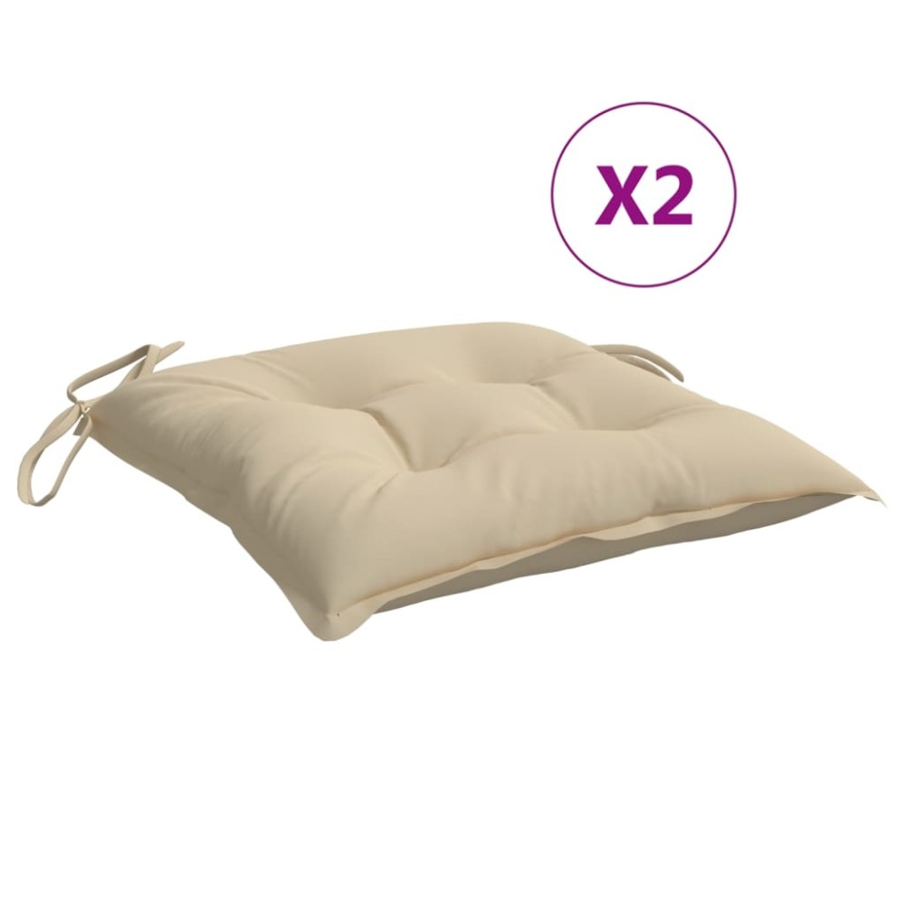 vidaXL Μαξιλάρια Καρέκλας Κήπου 2 τεμ. Μπεζ 40x40x7 εκ. Υφασμάτινα