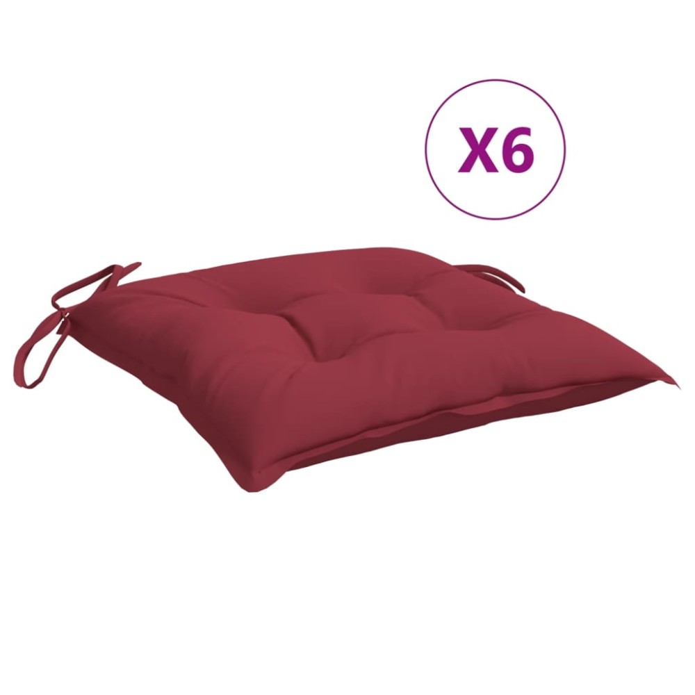 vidaXL Μαξιλάρια Καρέκλας Κήπου 6 τεμ. Μπορντό 40x40x7 εκ. Υφασμάτινα