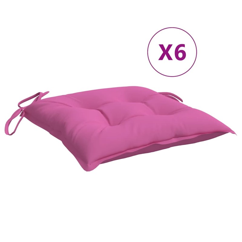 vidaXL Μαξιλάρια Καρέκλας 6 τεμ. Ροζ 40 x 40 x 7 εκ. Υφασμάτινα