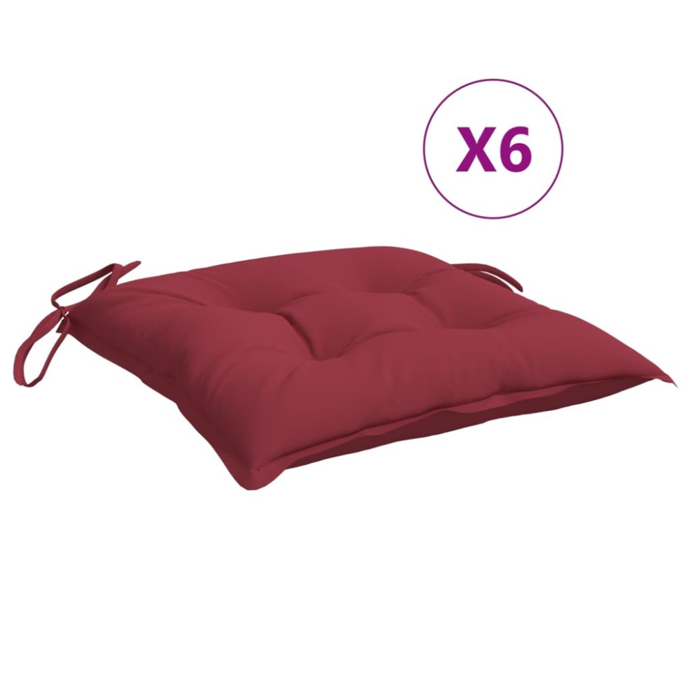 vidaXL Μαξιλάρια Παλέτας Κήπου 6 τεμ. Μπορντό 50x50x7εκ. Oxford Ύφασμα