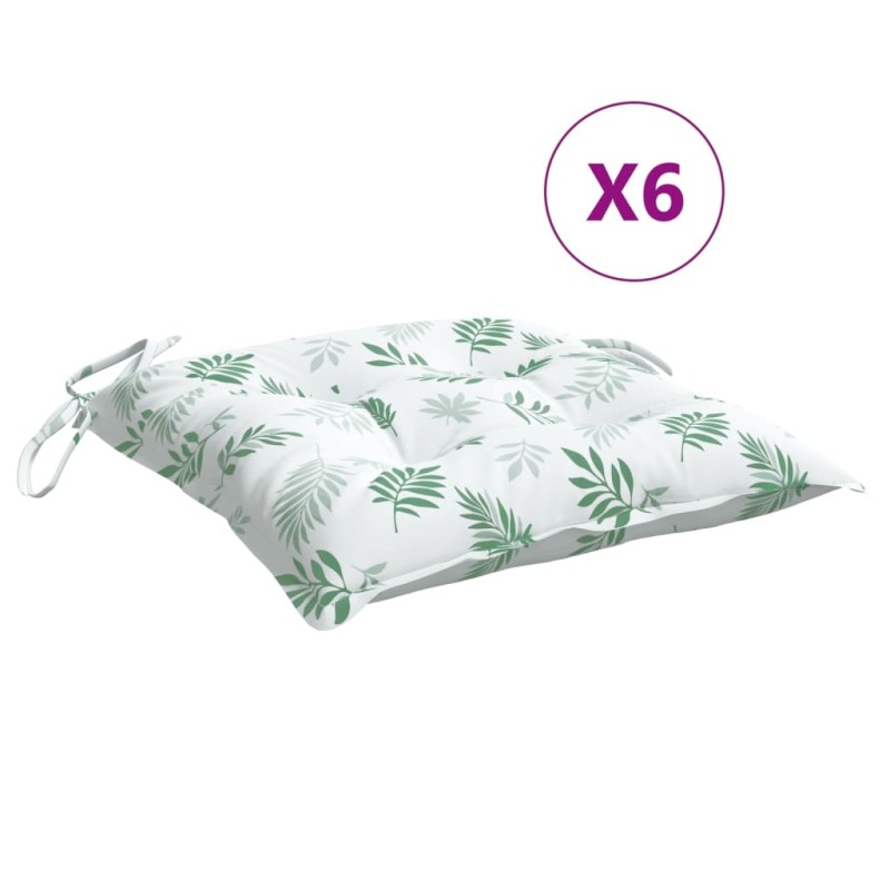 vidaXL Μαξιλάρια Καρέκλας 6 τεμ. Σχέδιο Φύλλων 50x50x7 εκ. Υφασμάτινα