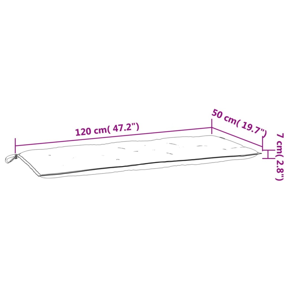 vidaXL Μαξιλάρι Πάγκου Κήπου Μπλε 120x50x7 εκ. Ύφασμα Oxford