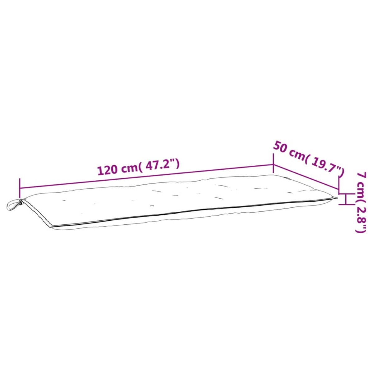 vidaXL Μαξιλάρι Πάγκου Κήπου Τιρκουάζ 120 x 50 x 7 εκ. Υφασμάτινο