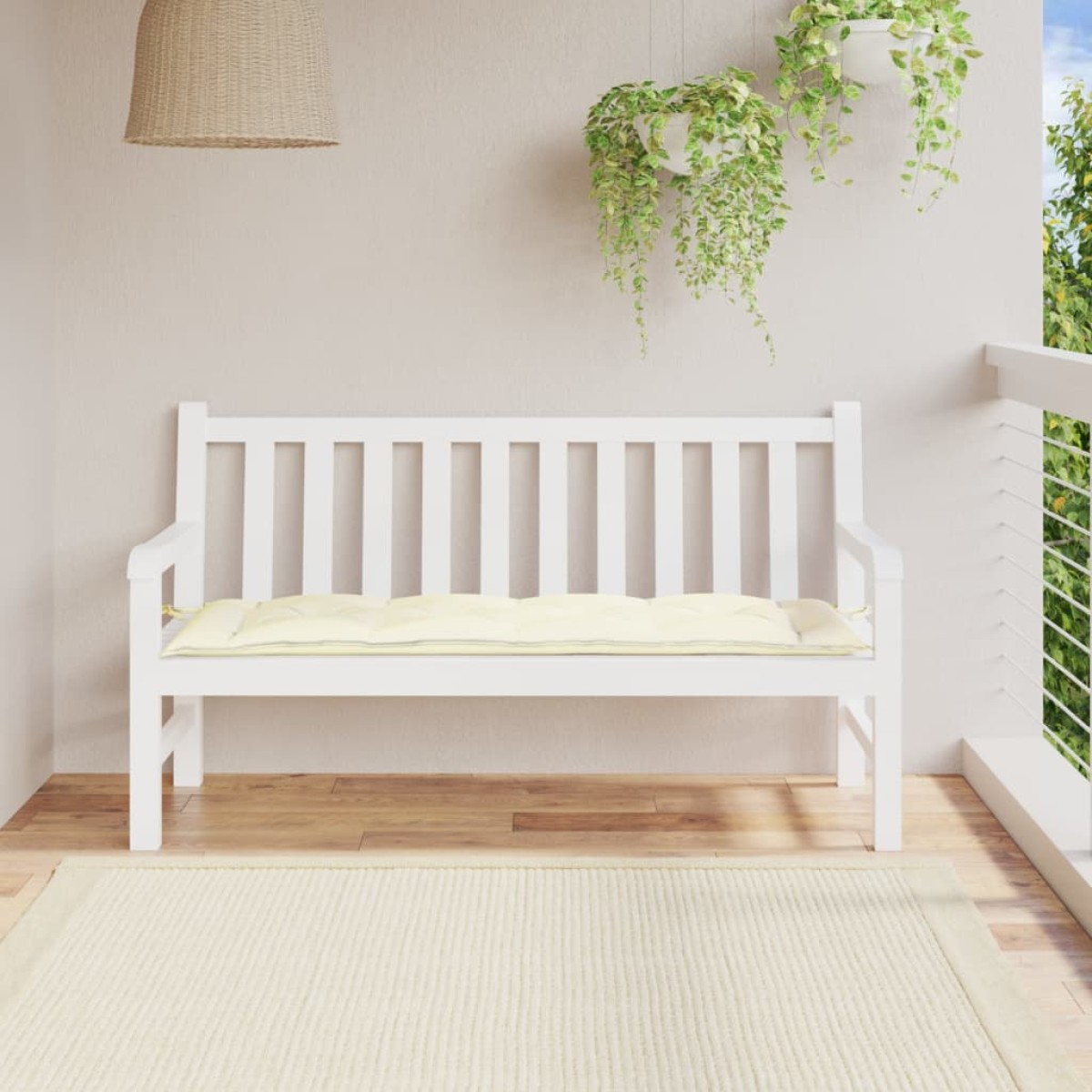 vidaXL Μαξιλάρι Πάγκου Κήπου Κρεμ 150x50x7 εκ. Ύφασμα Oxford