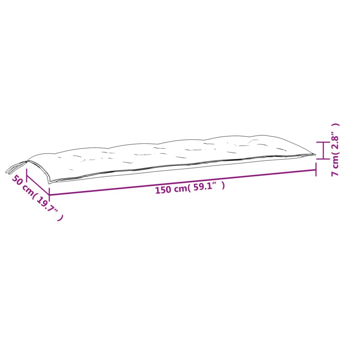 vidaXL Μαξιλάρι Πάγκου Κήπου Πράσινο 150x50x7 εκ. Ύφασμα Oxford