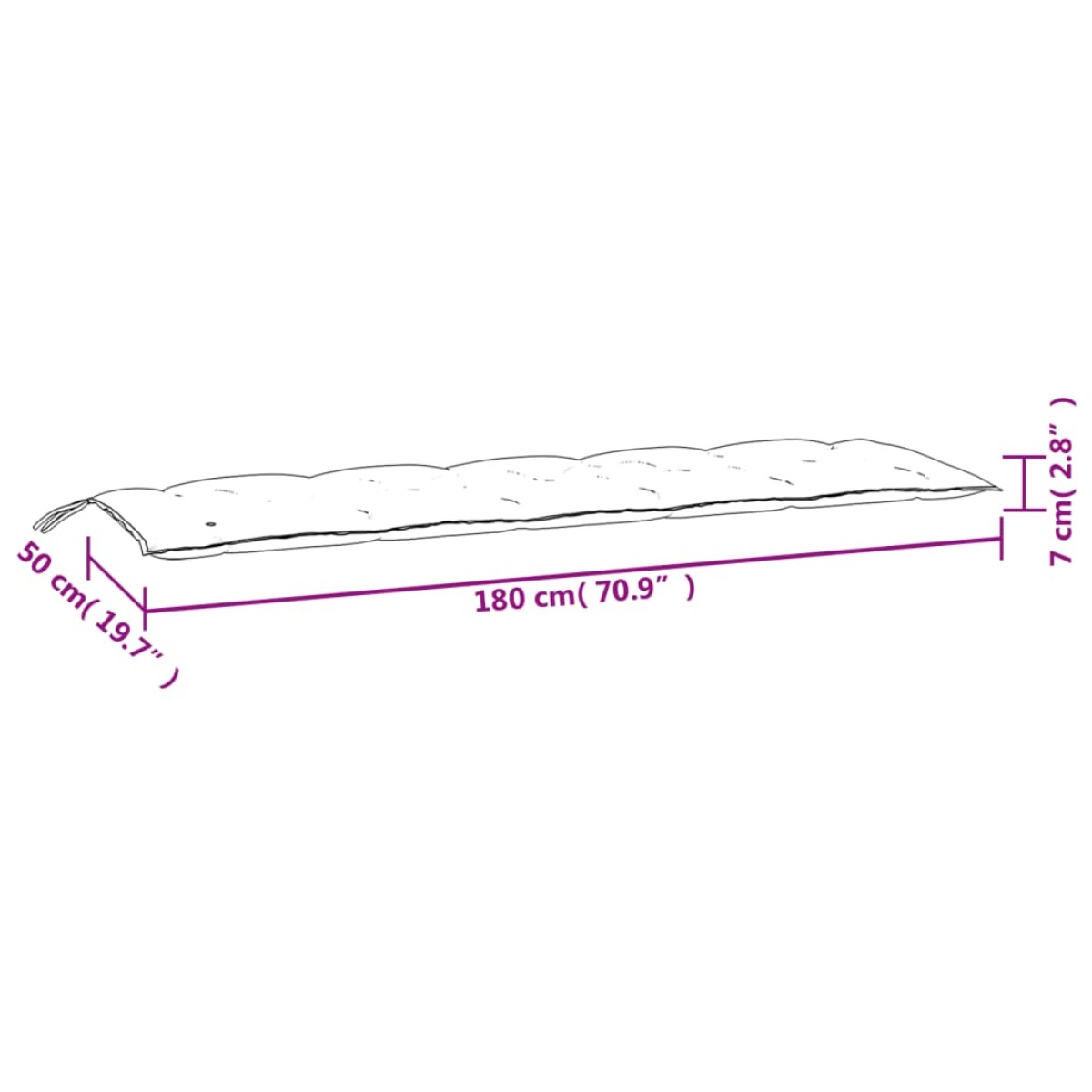 vidaXL Μαξιλάρι Πάγκου Κήπου Ανθρακί 180x50x7 εκ. Ύφασμα Oxford