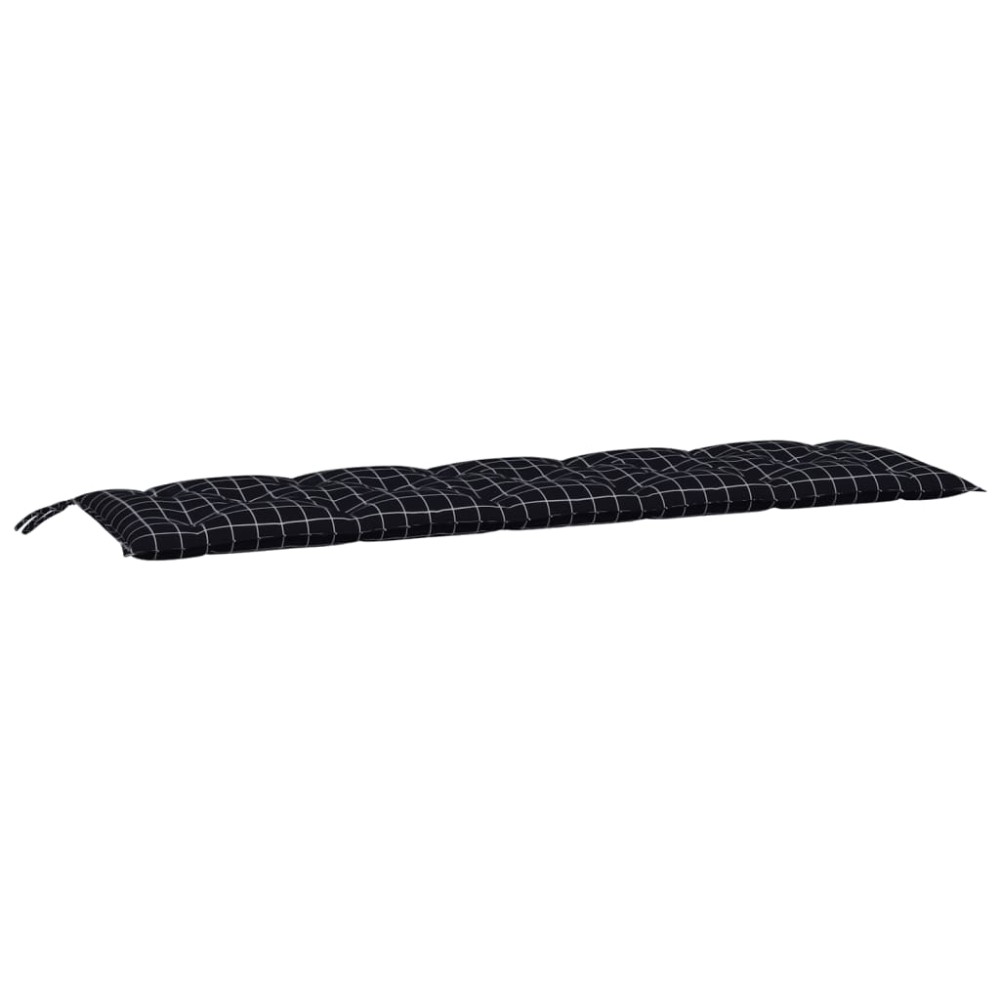 vidaXL Μαξιλάρι Πάγκου Κήπου Μαύρο Καρό 180x50x7 εκ. Ύφασμα Oxford