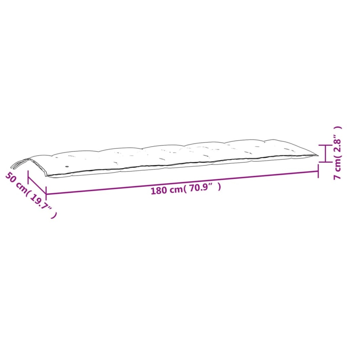 vidaXL Μαξιλάρι Πάγκου Κήπου Πολύχρωμο 180x50x7 εκ. Ύφασμα Oxford
