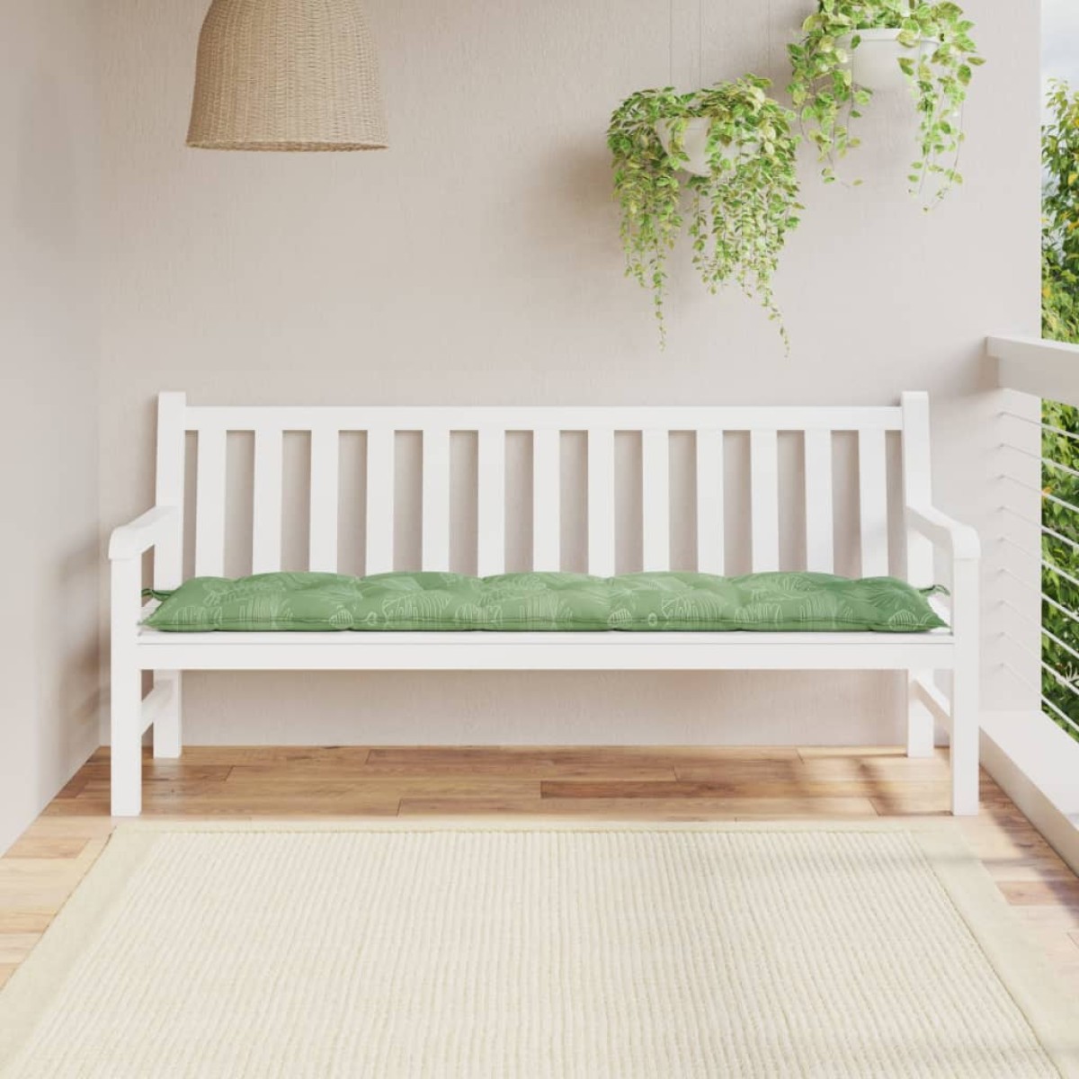 vidaXL Μαξιλάρι Πάγκου Κήπου Σχέδιο Φύλλων 180x50x7 εκ. Ύφασμα Oxford