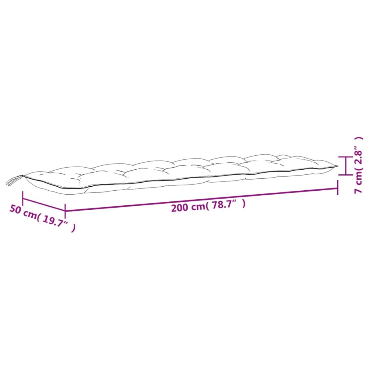 vidaXL Μαξιλάρι Πάγκου Κήπου Κρεμ 200x50x7 εκ. Ύφασμα Oxford