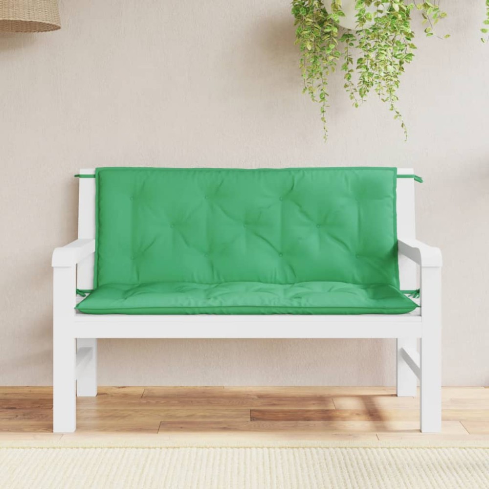 vidaXL Μαξιλάρια Πάγκου Κήπου 2 τεμ. Πράσινο 120x50x7cm Ύφασμα Oxford