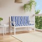 vidaXL Μαξιλάρια Πάγκου 2 τεμ. Μπλε & Λευκό Ριγέ 120x50x7εκ Υφασμάτινα