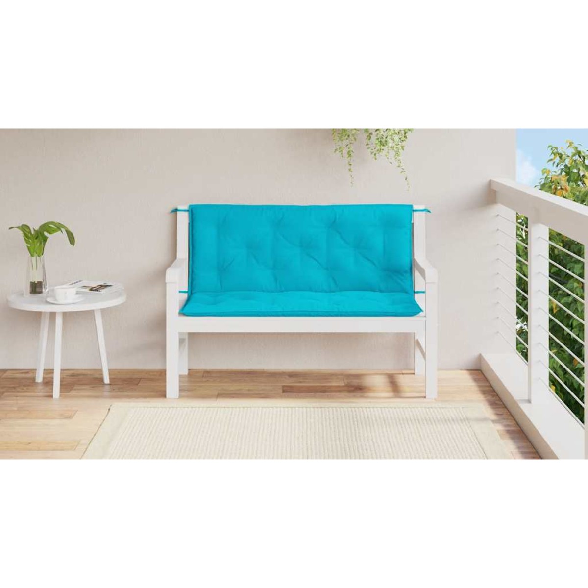 vidaXL Μαξιλάρια Πάγκου Κήπου 2 τεμ. Τιρκουάζ 120x50x7 εκ. Υφασμάτινα