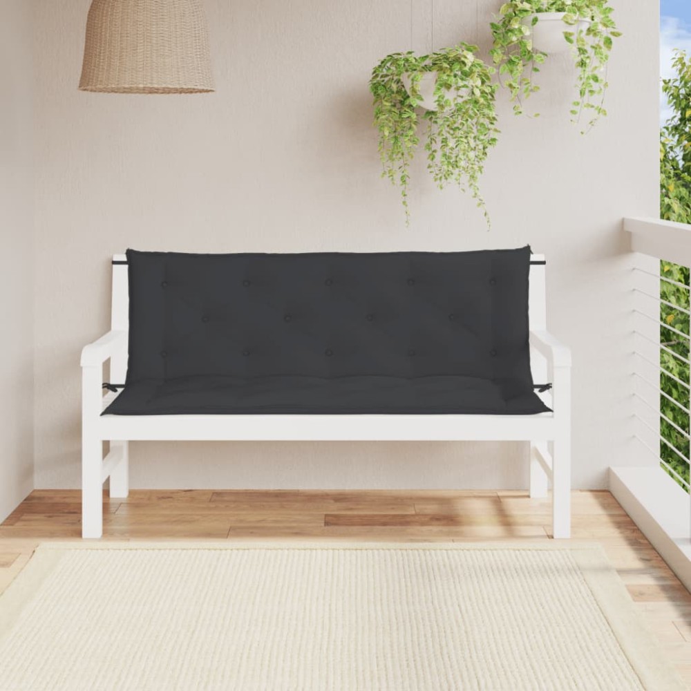 vidaXL Μαξιλάρια Πάγκου Κήπου 2 τεμ. Μαύρο 150x50x7cm Ύφασμα Oxford