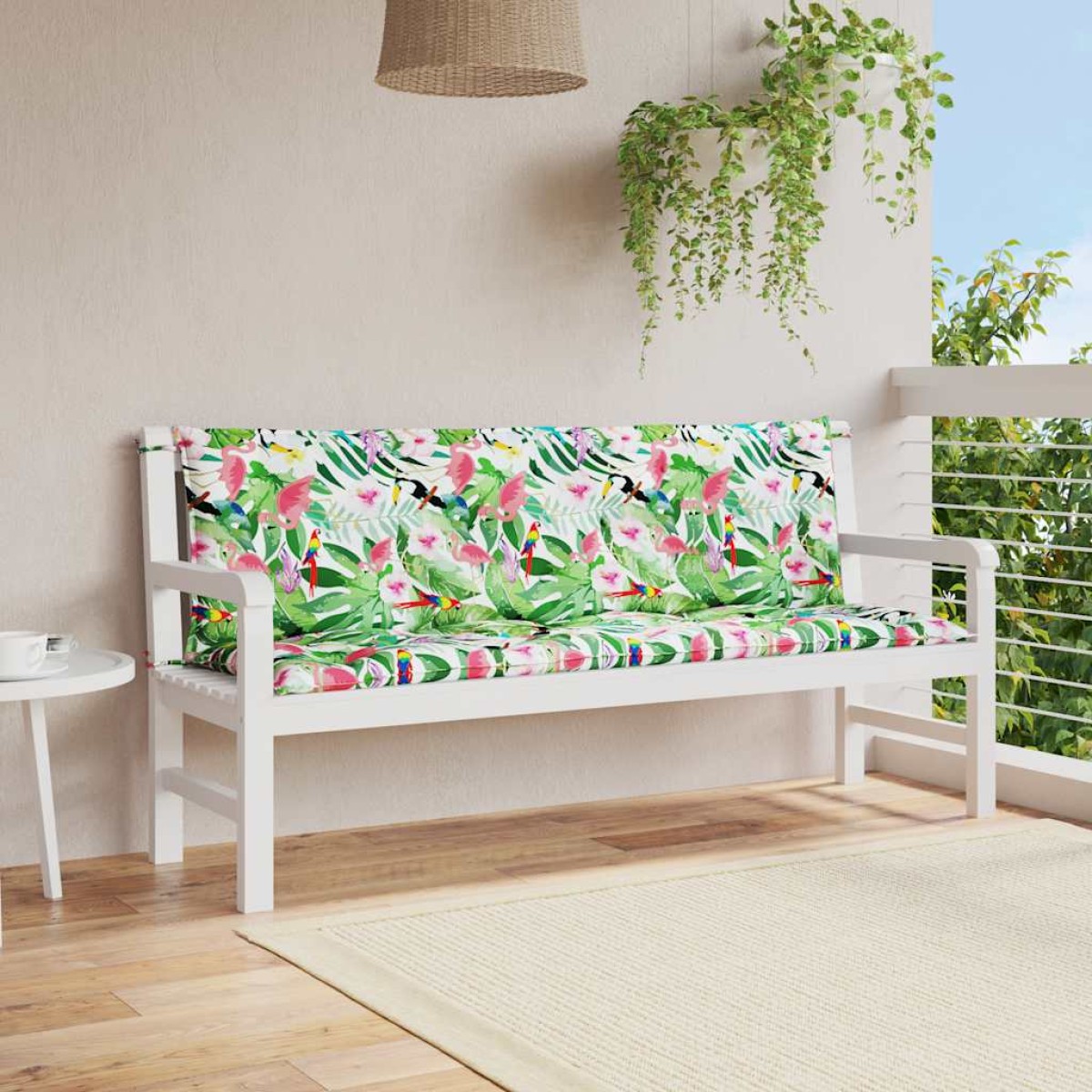 vidaXL Μαξιλάρια Πάγκου Κήπου 2 τεμ. Πολύχρωμα 150x50x7 εκ. Υφασμάτινα