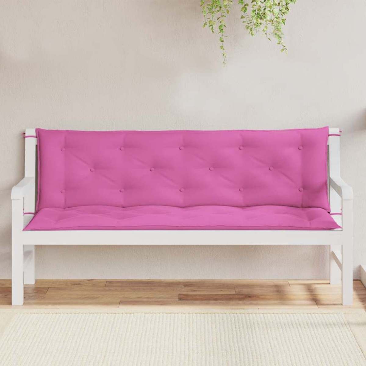 vidaXL Μαξιλάρια Πάγκου Κήπου 2 τεμ. Ροζ 150x50x7 εκ. Υφασμάτινα