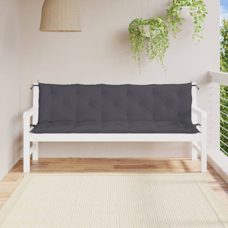 vidaXL Μαξιλάρια Πάγκου Κήπου 2 τεμ. Ανθρακί 180x50x7cm Ύφασμα Oxford