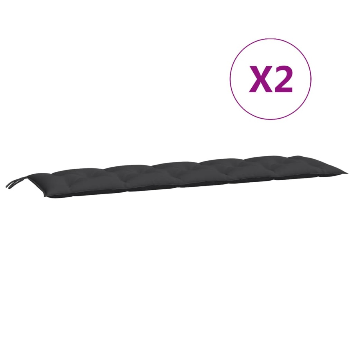 vidaXL Μαξιλάρια Πάγκου Κήπου 2 τεμ. Μαύρο 180x50x7cm Ύφασμα Oxford