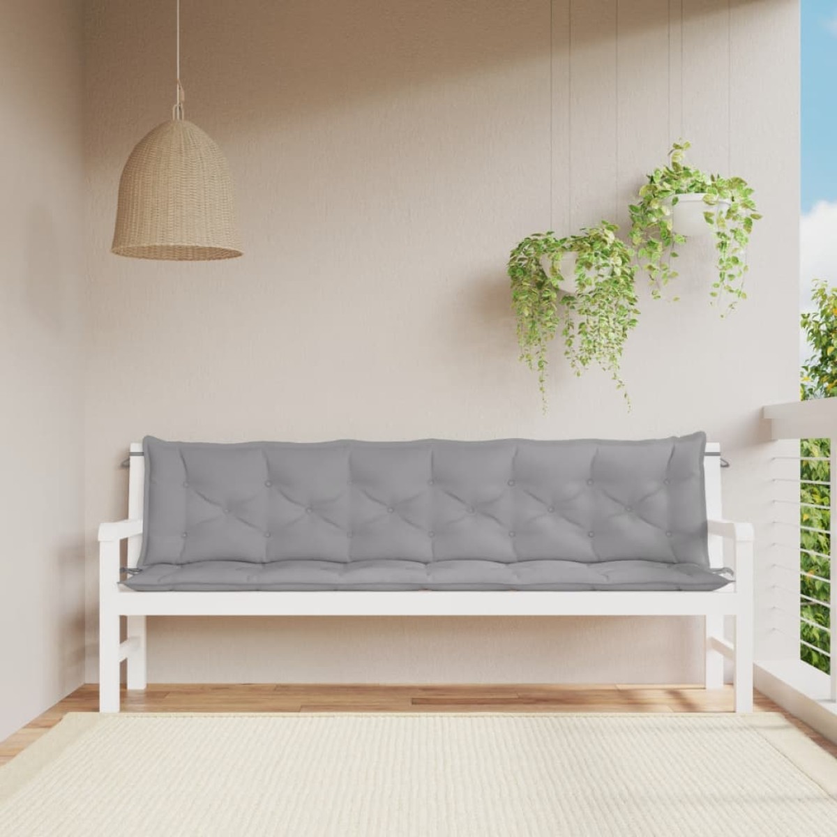 vidaXL Μαξιλάρια Πάγκου Κήπου 2 τεμ. Γκρι 200x50x7cm Ύφασμα Oxford