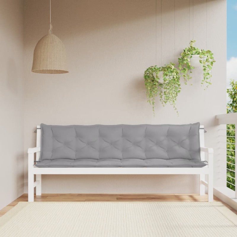vidaXL Μαξιλάρια Πάγκου Κήπου 2 τεμ. Γκρι 200x50x7cm Ύφασμα Oxford