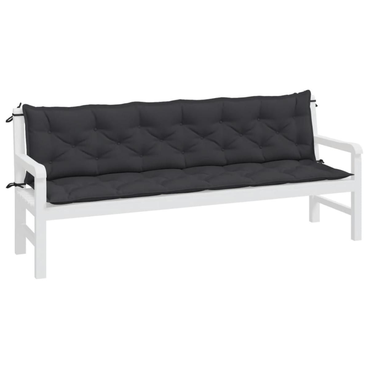 vidaXL Μαξιλάρια Πάγκου Κήπου 2 τεμ. Μαύρο 200x50x7cm Ύφασμα Oxford