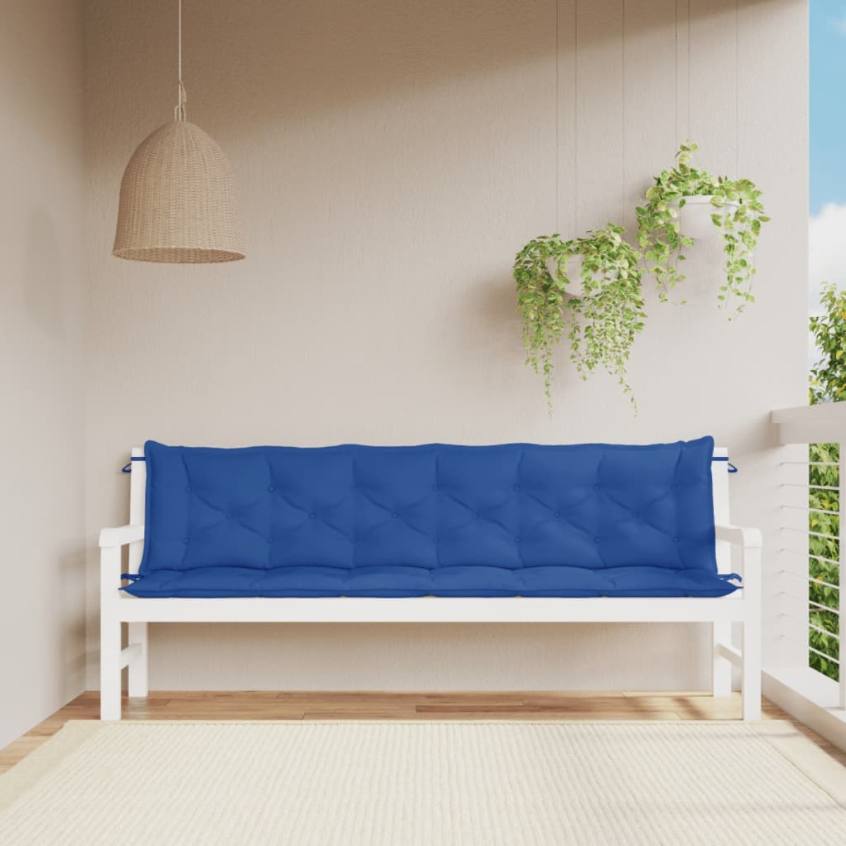 vidaXL Μαξιλάρια Πάγκου Κήπου 2 τεμ. Μπλε 200x50x7cm Ύφασμα Oxford