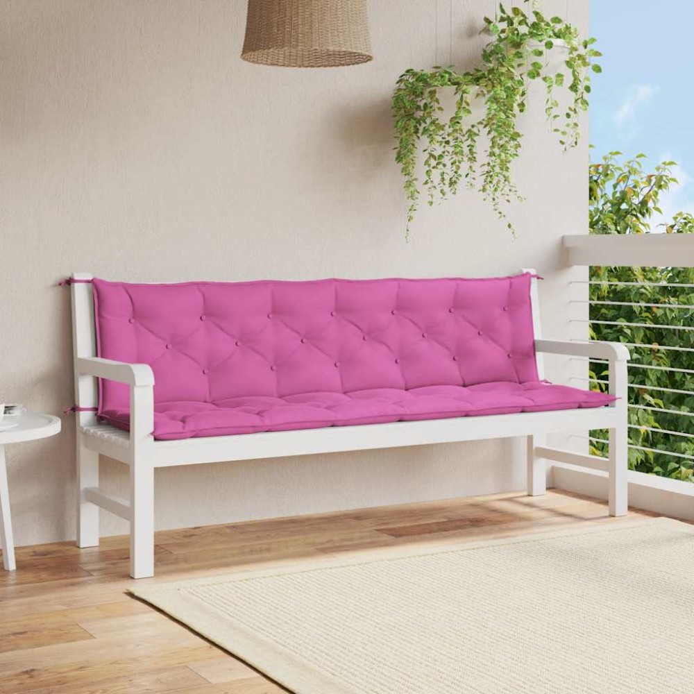 vidaXL Μαξιλάρια Πάγκου Κήπου 2 τεμ. Ροζ 200x50x7 εκ. Υφασμάτινα