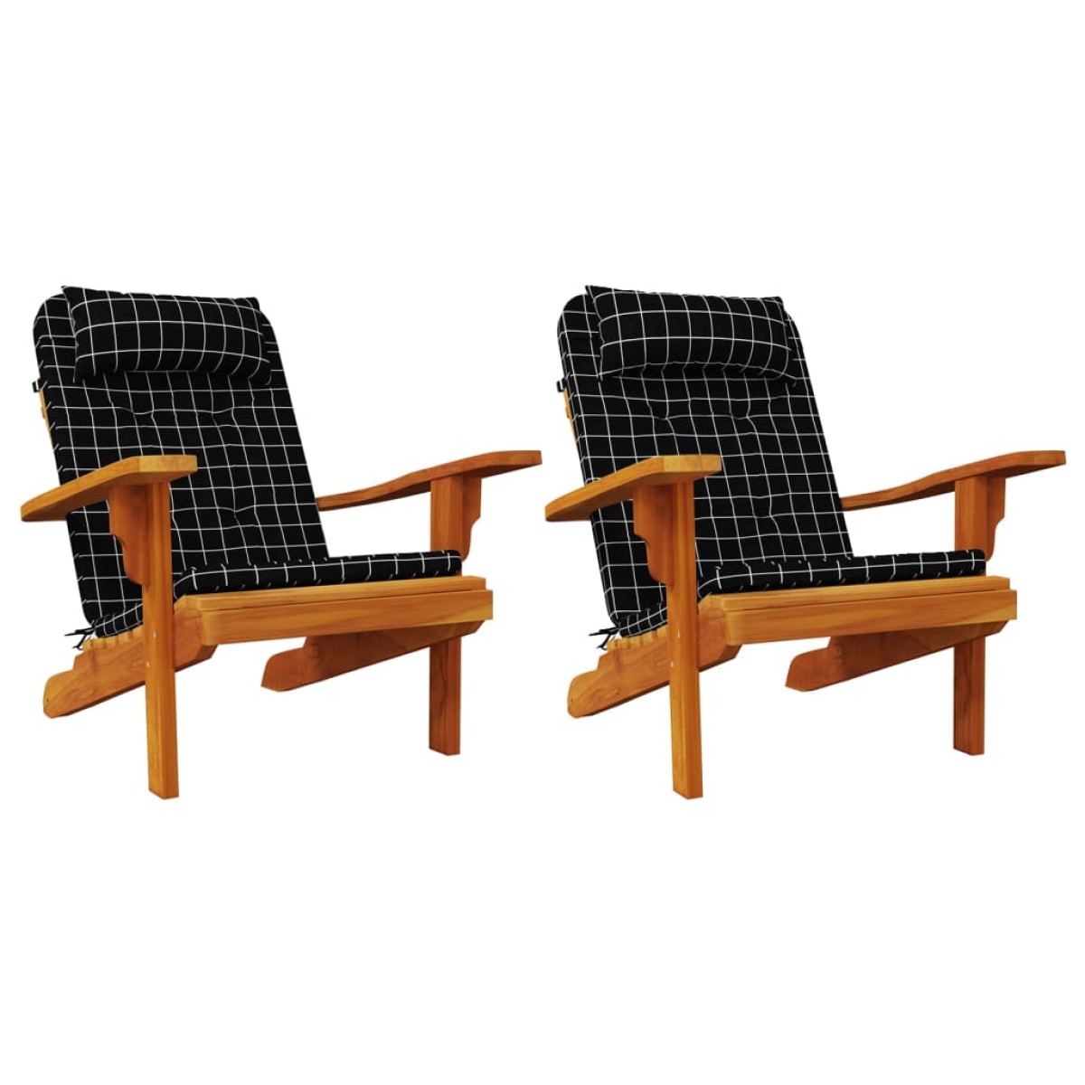 vidaXL Μαξιλάρια Καρέκλας Adirondack 2 τεμ. Μαύρο Καρό Ύφασμα Oxford