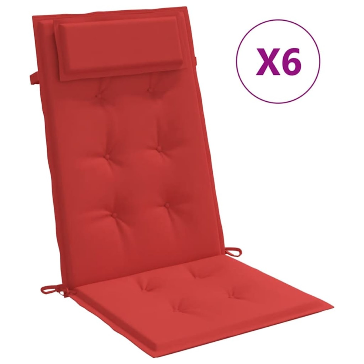 vidaXL Μαξιλάρια Καρέκλας με Πλάτη 6 τεμ. Κόκκινα από Ύφασμα Oxford
